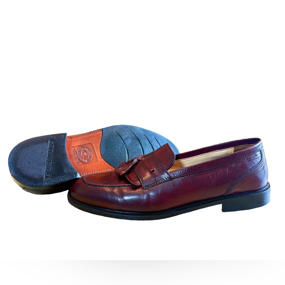 Stanley Blacker Burgundy Hand Made in Italy Slip On Loafers